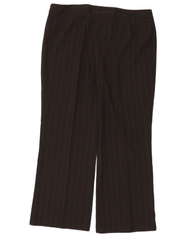 Marks & Spencer Womens Chino Trousers UK 20 2XL W40 L32 Brown Pinstripe