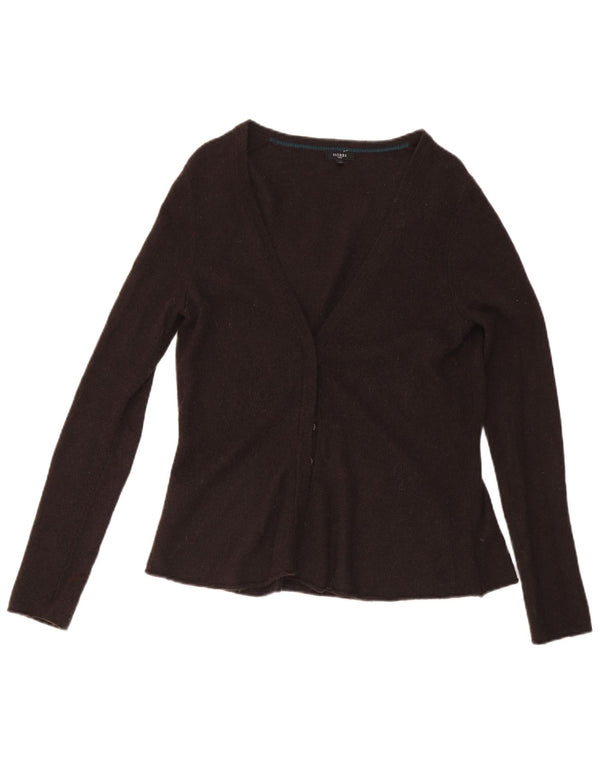 Hobbs Womens Cardigan Sweater UK 14 Medium Brown Lambswool