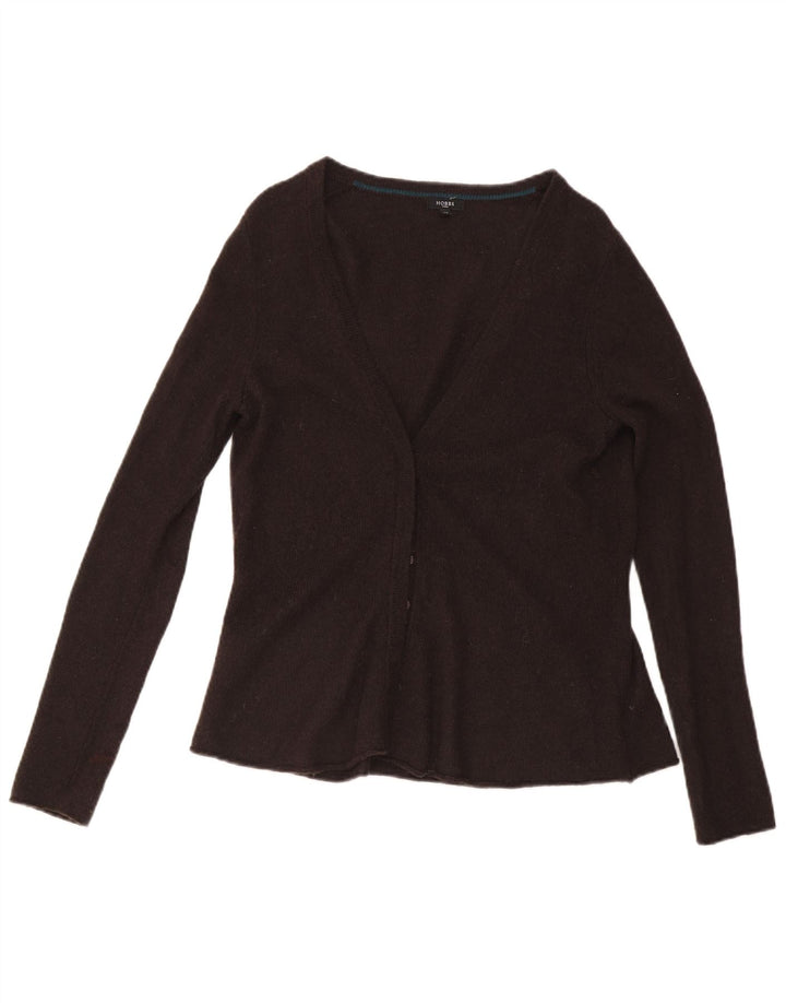 Hobbs Womens Cardigan Sweater UK 14 Medium Brown Lambswool