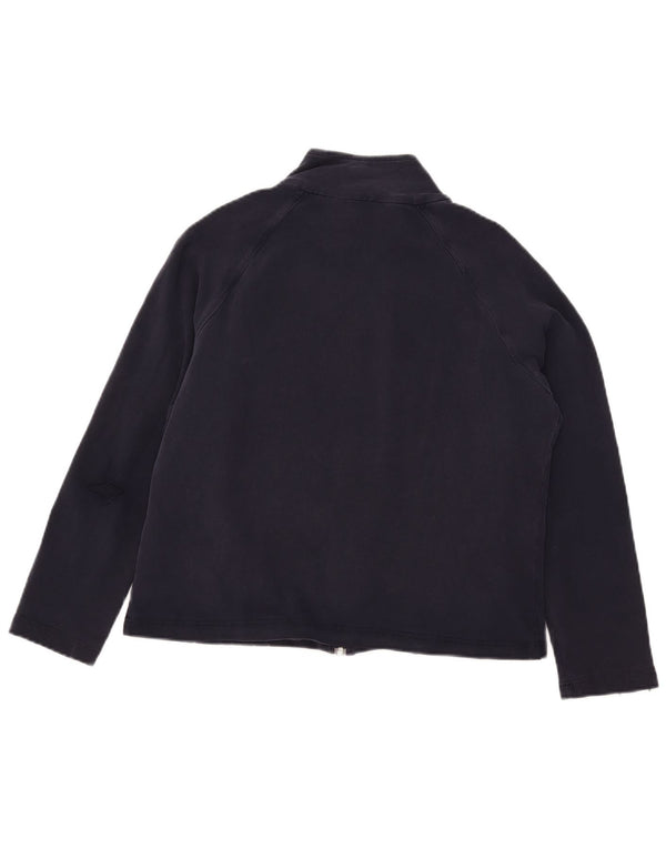 Marks & Spencer Womens Tracksuit Top Jacket UK 14 Large Navy Blue Cotton