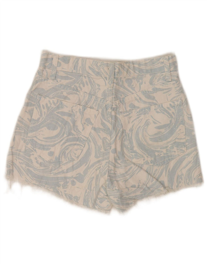 Zara Womens Abstract Pattern Denim Shorts EU 34 2XS W24 Blue