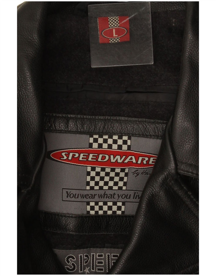 HEIN GERICKE Mens Leather Biker Jacket UK 40 Large Black Leather