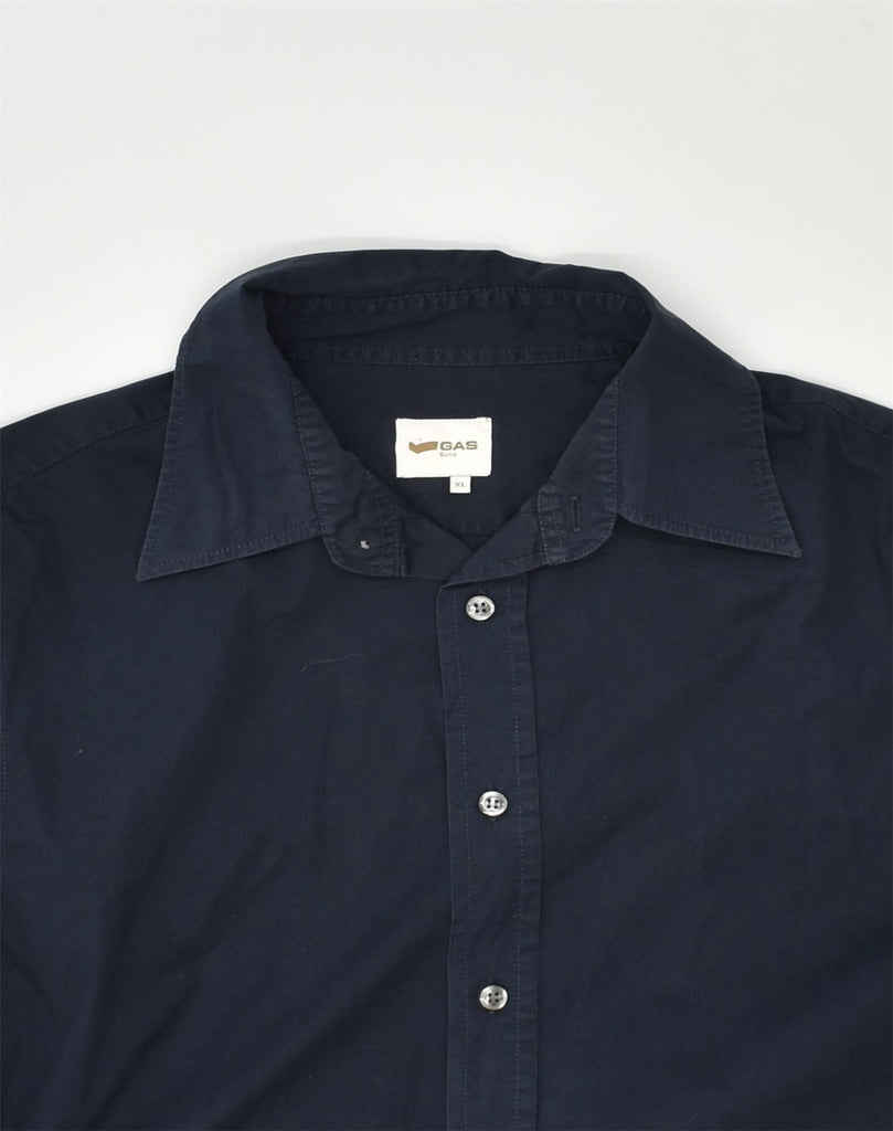 GAS Mens Shirt XL Navy Blue Cotton | Vintage Gas | Thrift | Second-Hand Gas | Used Clothing | Messina Hembry 