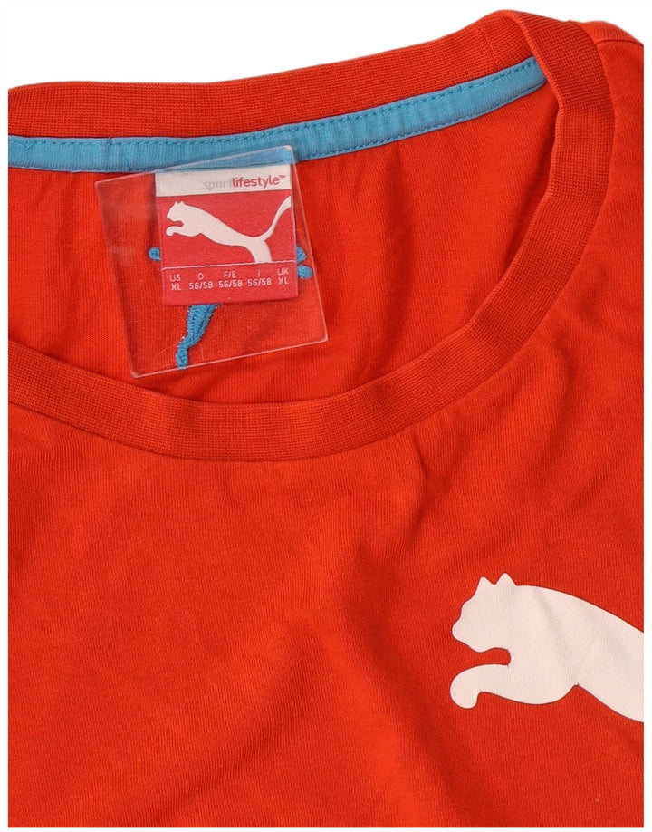 PUMA Mens Graphic T-Shirt Top XL Orange Cotton