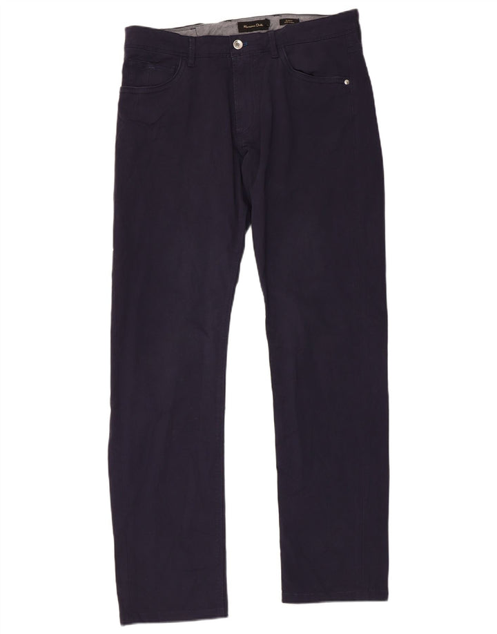 MASSIMO DUTTI Mens Slim Fit Casual Trousers EU 42 Large W32 L31 Navy Blue