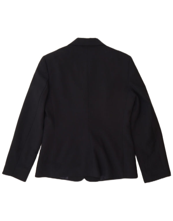 Benetton Womens 3 Button Blazer Jacket IT 42 Medium Navy Blue Polyester