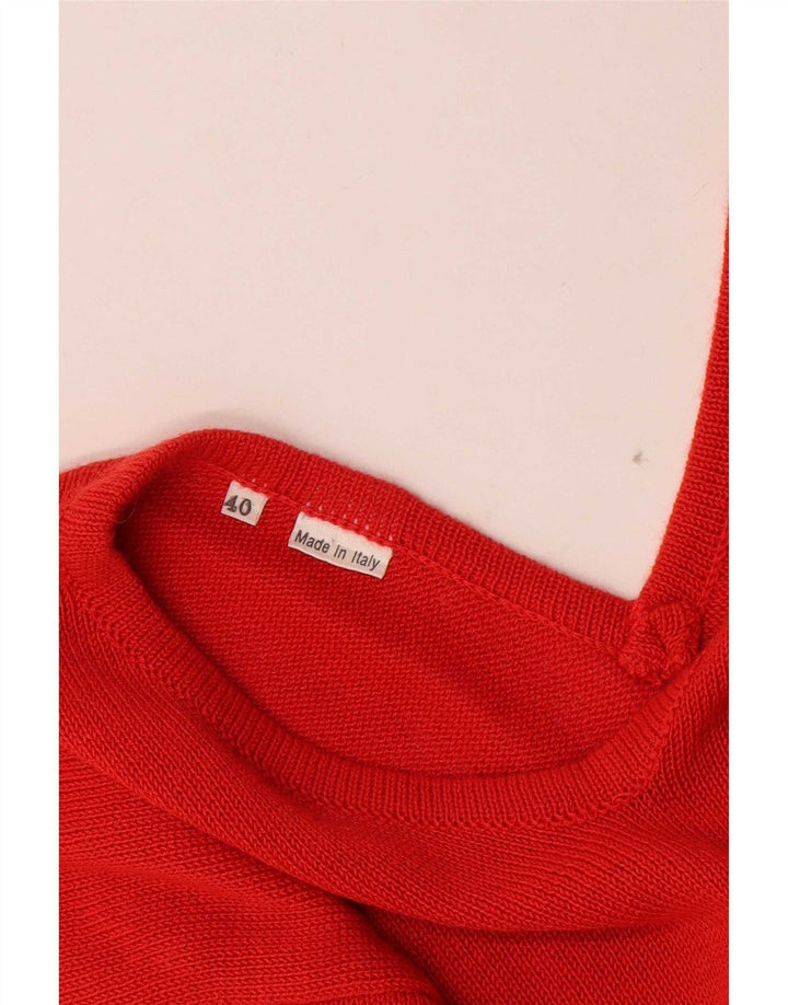Vintage Womens Oversized V-Neck Jumper Sweater IT 40 Small Red Striped