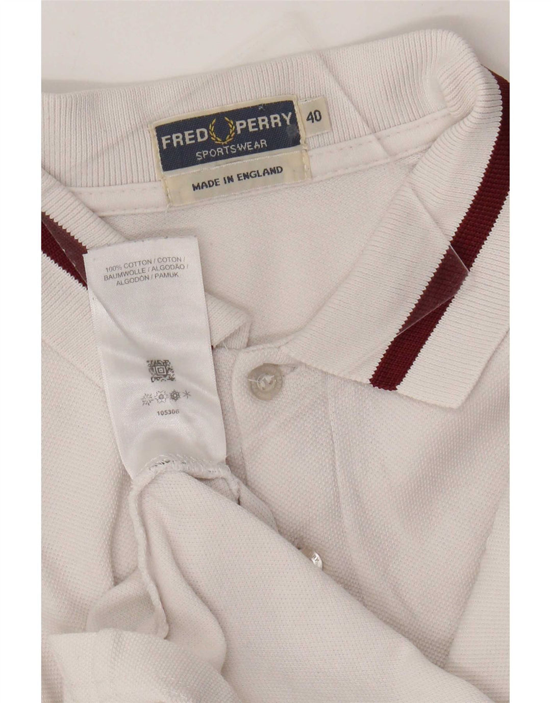 Fred Perry Mens Polo Shirt Small White Cotton