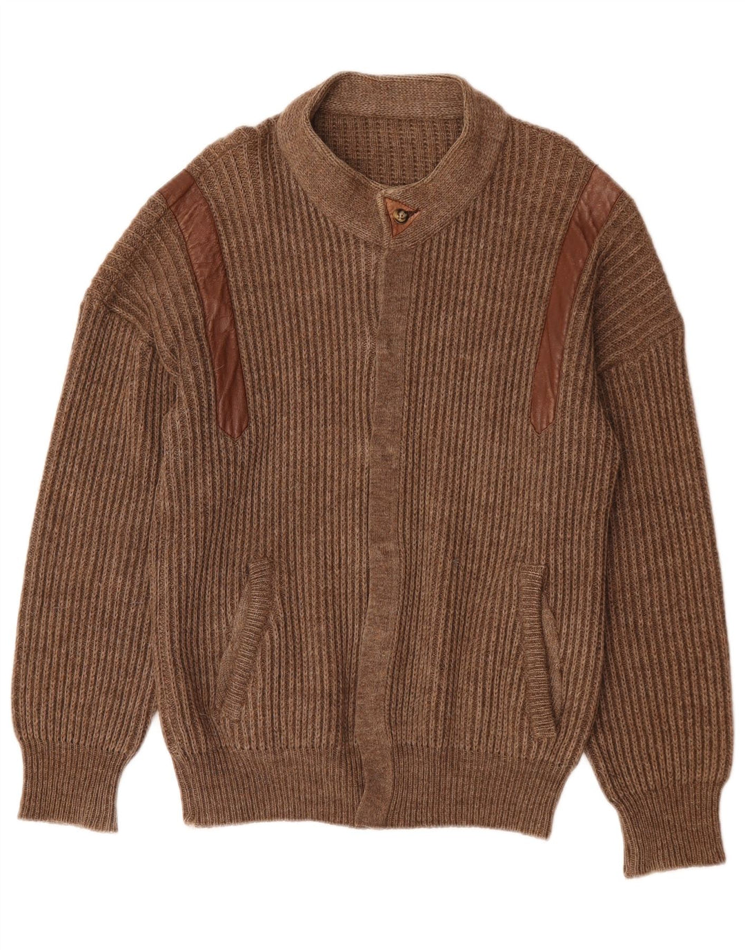 Vintage Mens Cardigan Sweater Large Brown