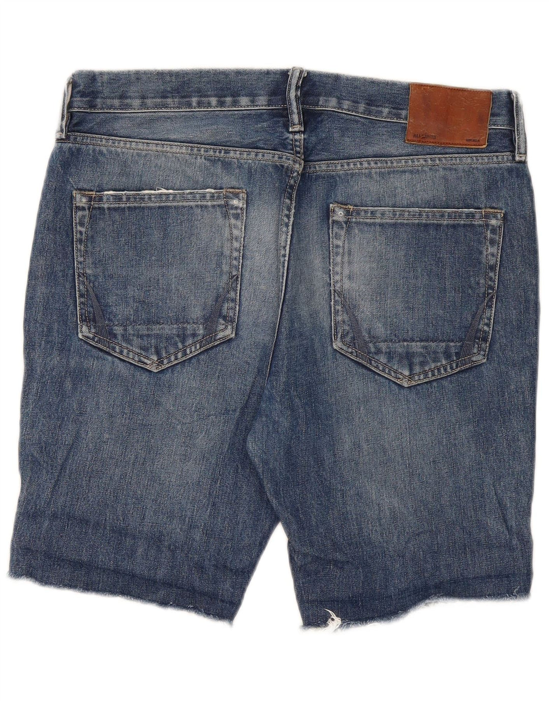 All Saints Womens 607 Denim Shorts W34 Large Blue Cotton