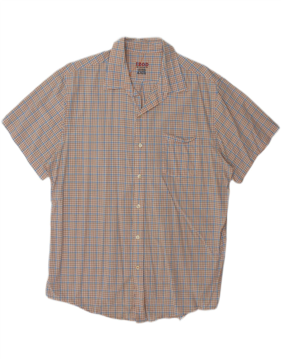 IZOD Mens Big & Tall Short Sleeve Shirt XL Multicoloured Check Cotton Vintage Izod and Second-Hand Izod from Messina Hembry 