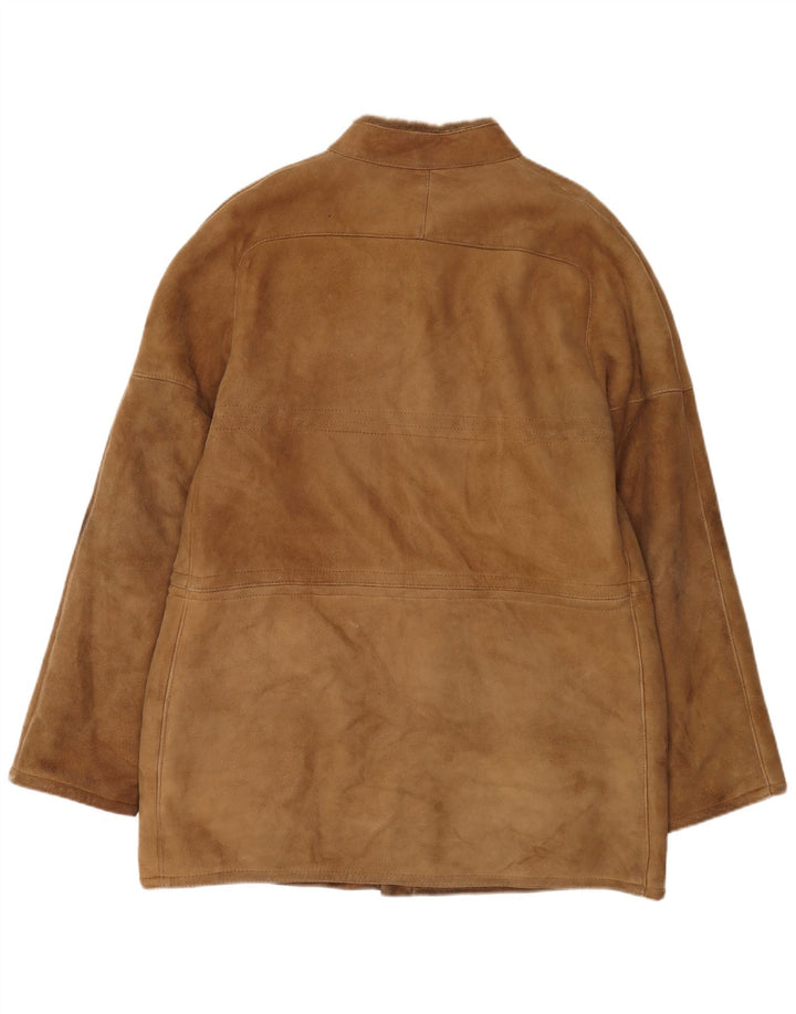 Vintage Mens Shearling Overcoat IT 54 2XL Beige