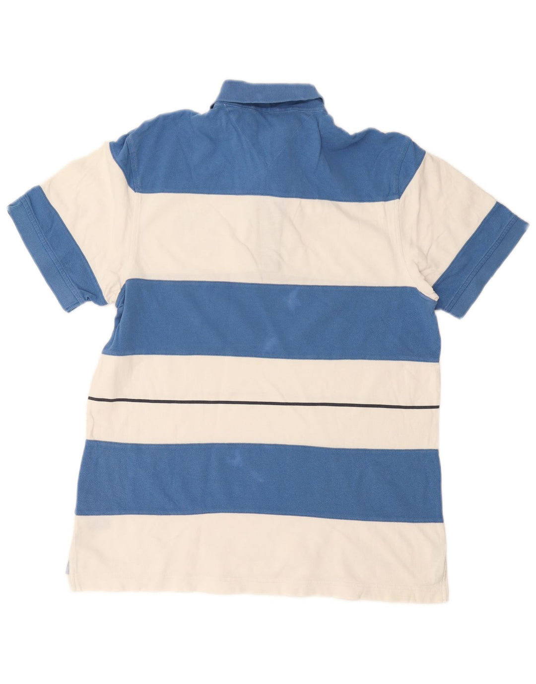 Tommy Hilfiger Mens Custom Fit Polo Shirt Large Blue Striped Cotton