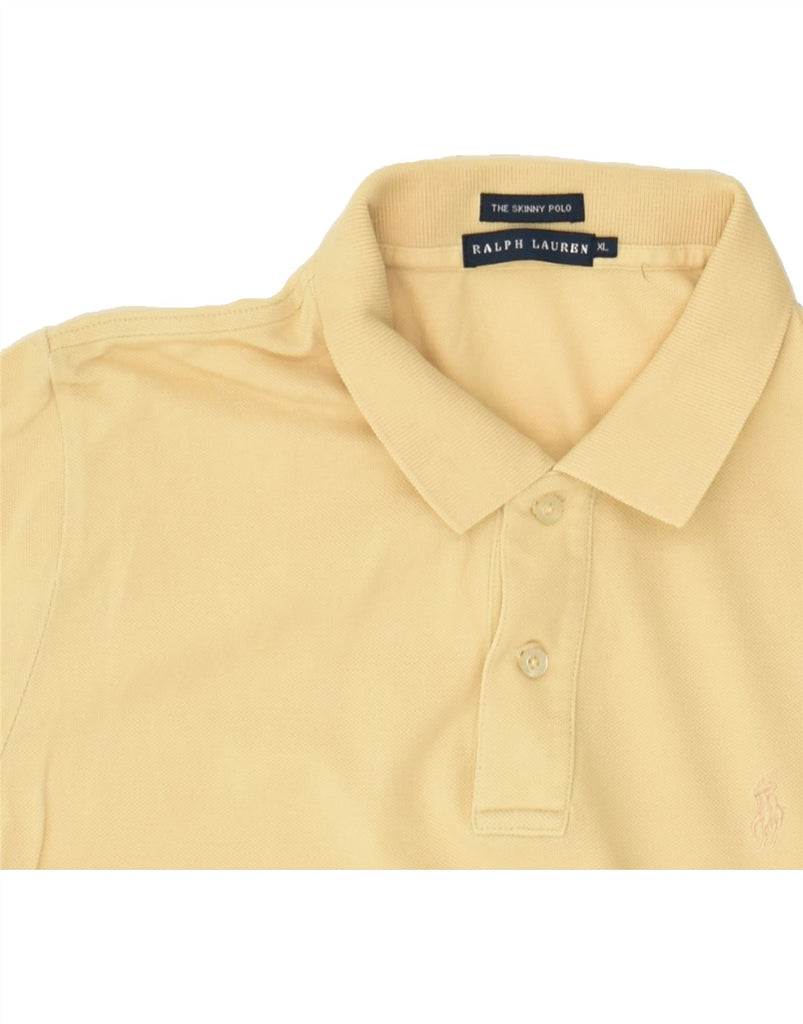 RALPH LAUREN Mens The Skinny Polo Polo Shirt XL Beige Cotton | Vintage Ralph Lauren | Thrift | Second-Hand Ralph Lauren | Used Clothing | Messina Hembry 