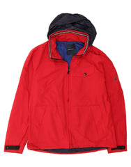 NAUTICA Mens Hooded Windbreaker Jacket UK 40 Large Red Colourblock Nylon