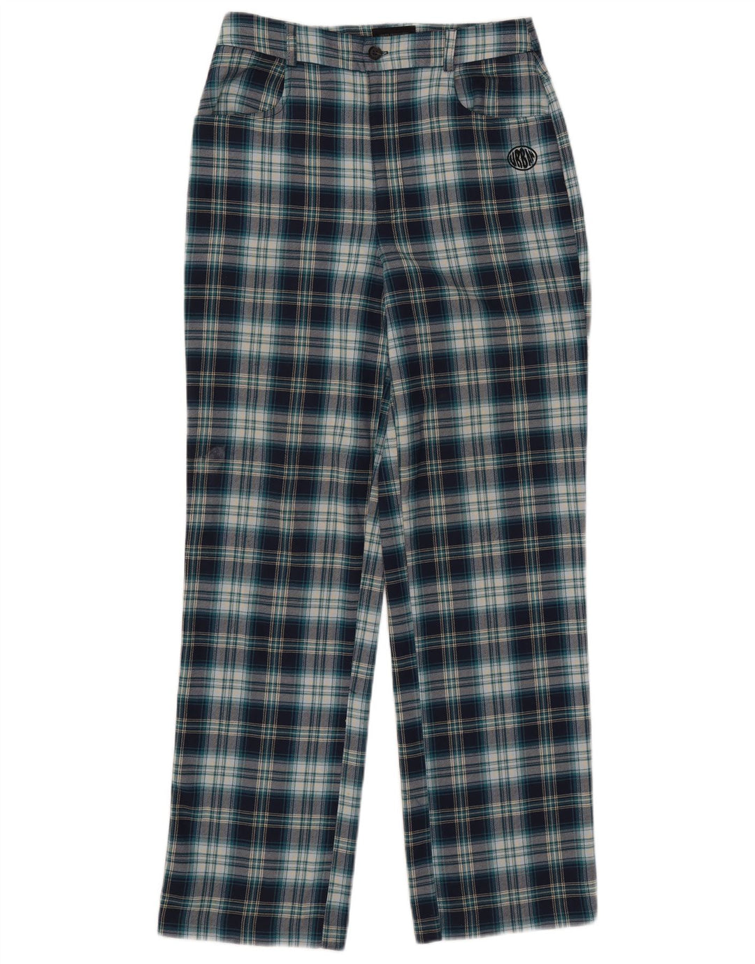 URBAN OUTFITTERS Womens Straight Casual Trousers Small W28 L29 Blue Check