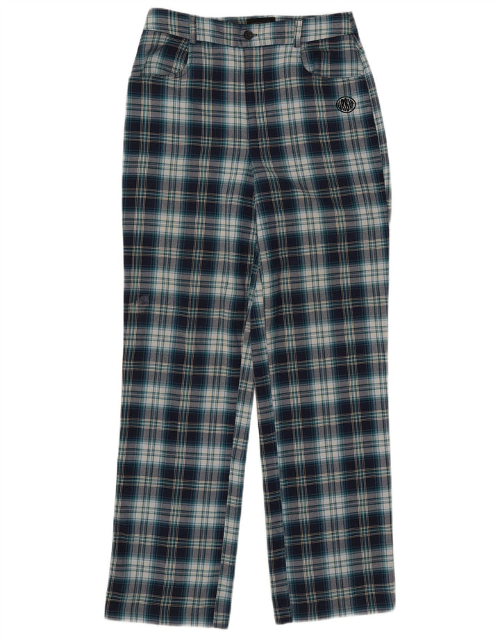 URBAN OUTFITTERS Womens Straight Casual Trousers Small W28 L29 Blue Check