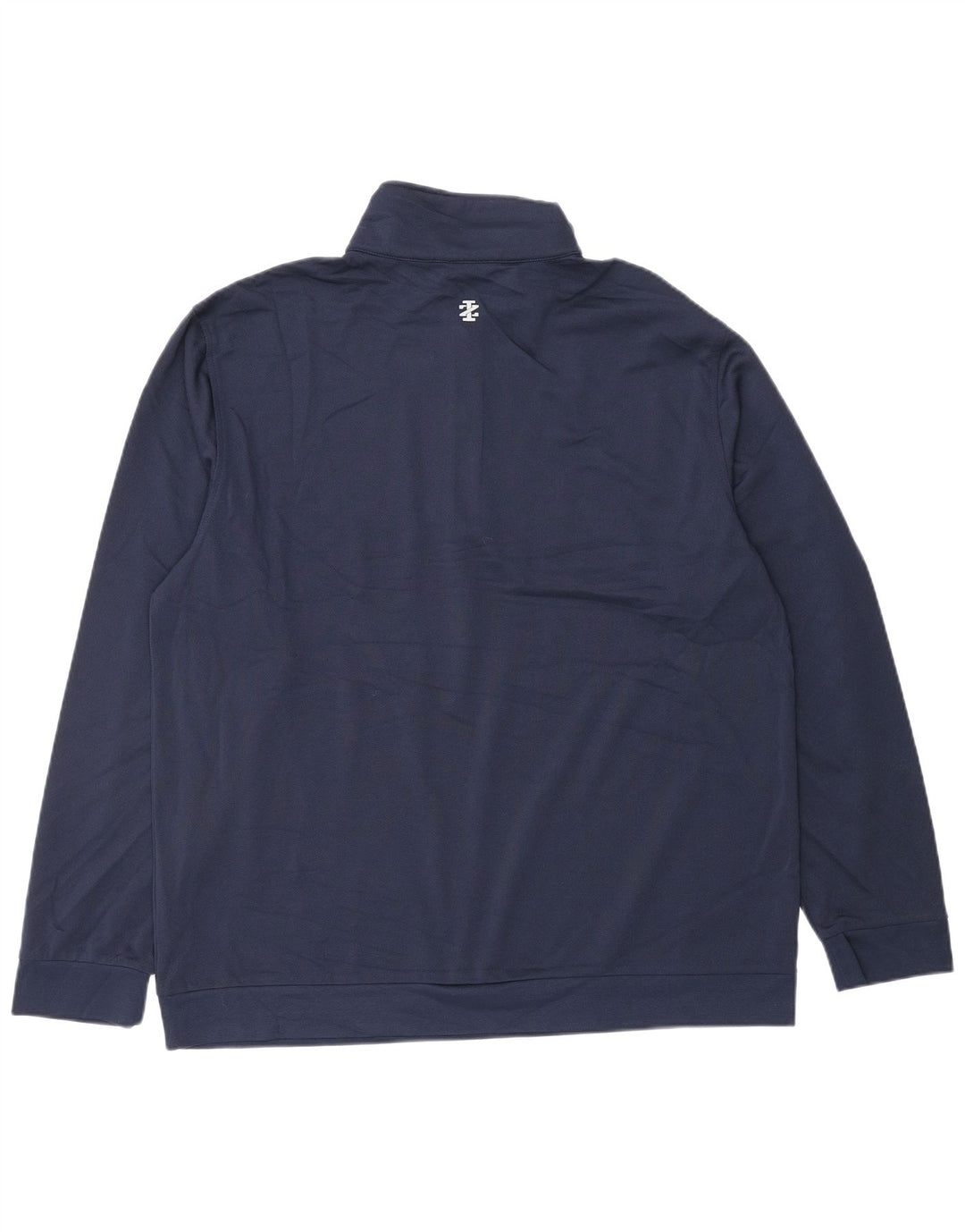 IZOD Mens Zip Neck Sweatshirt Jumper Large Navy Blue Polyester