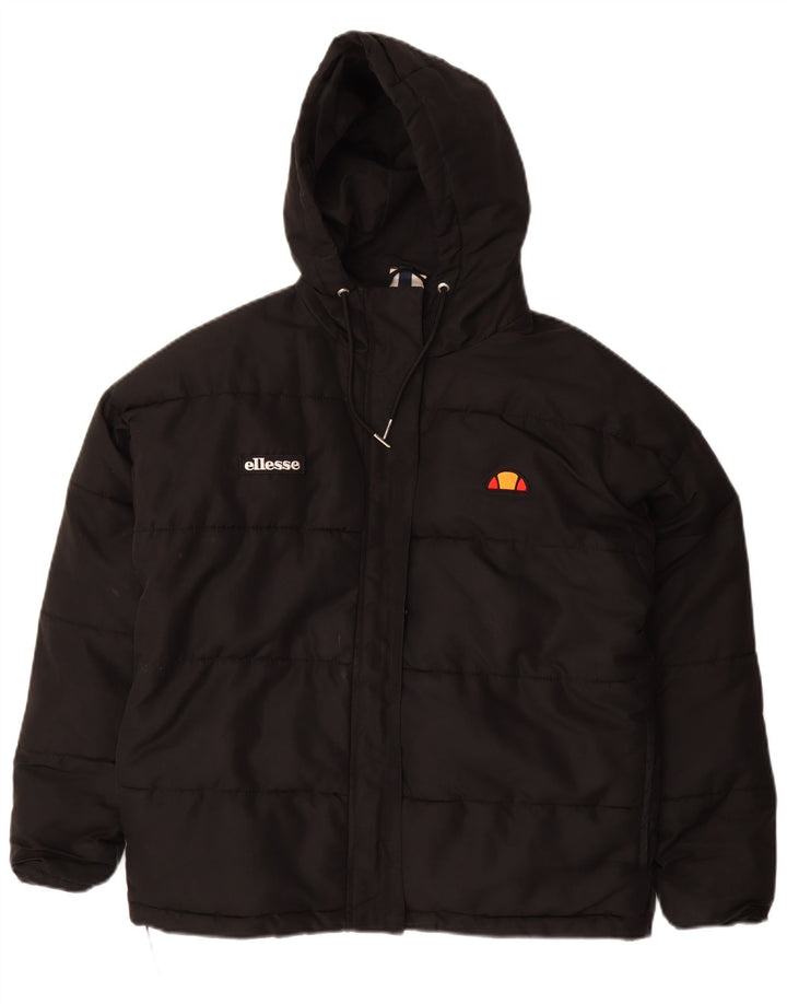 Ellesse Womens Oversized Hooded Padded Jacket UK 8 Small Black Polyester