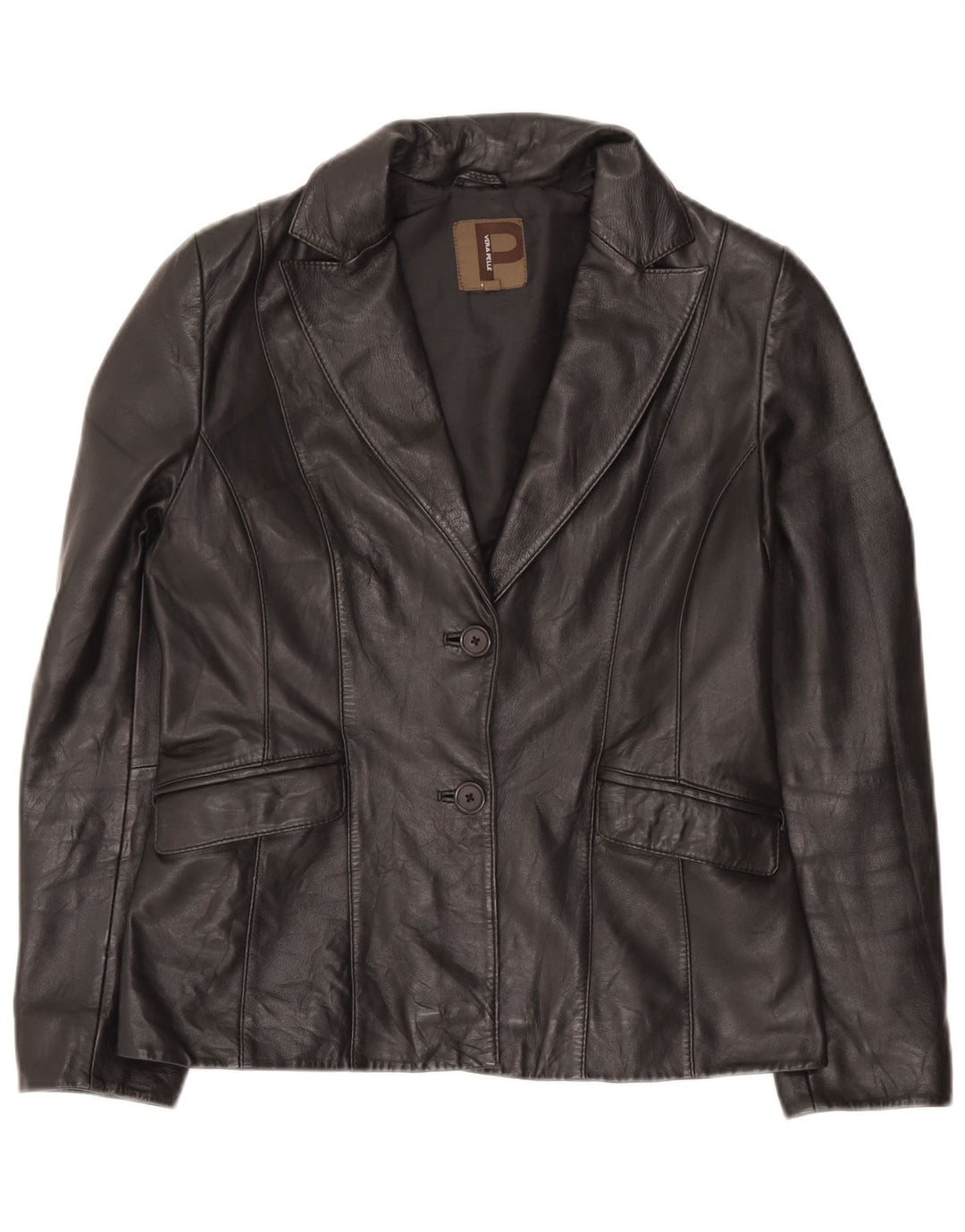 Conbipel Womens 1 Button 2 Button Blazer Jacket IT 46 Large Black Leather