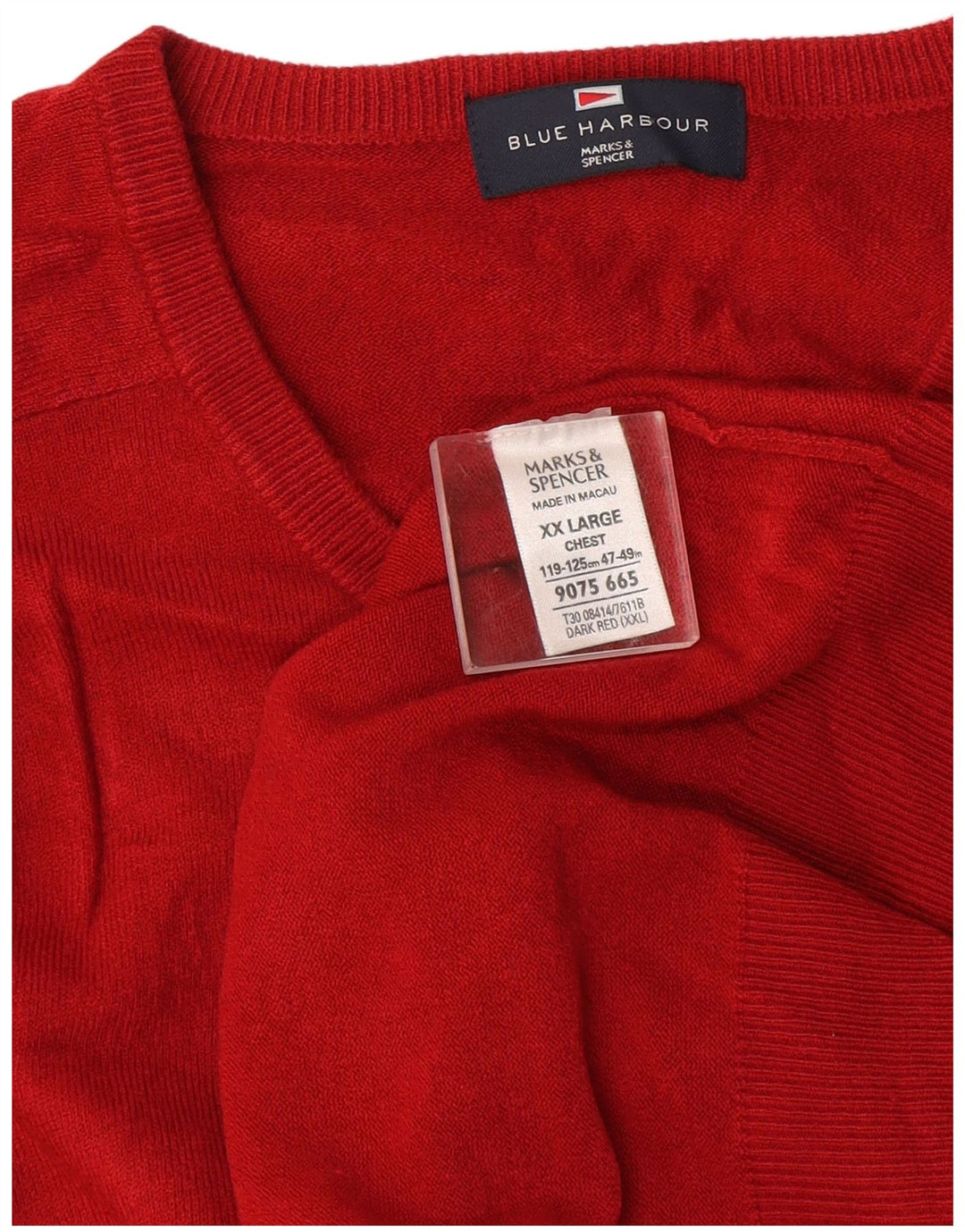 Marks & Spencer Mens V-Neck Jumper Sweater 2XL Red Acrylic