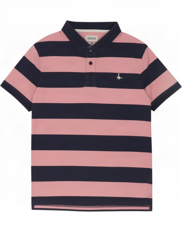 Jack Wills Mens Polo Shirt Medium Pink Striped Cotton