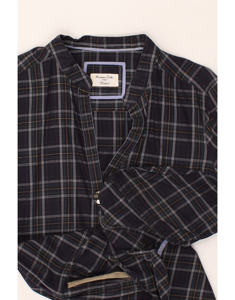MASSIMO DUTTI Womens Pullover Shirt UK 16 Large Navy Blue Check | Vintage Massimo Dutti | Thrift | Second-Hand Massimo Dutti | Used Clothing | Messina Hembry 