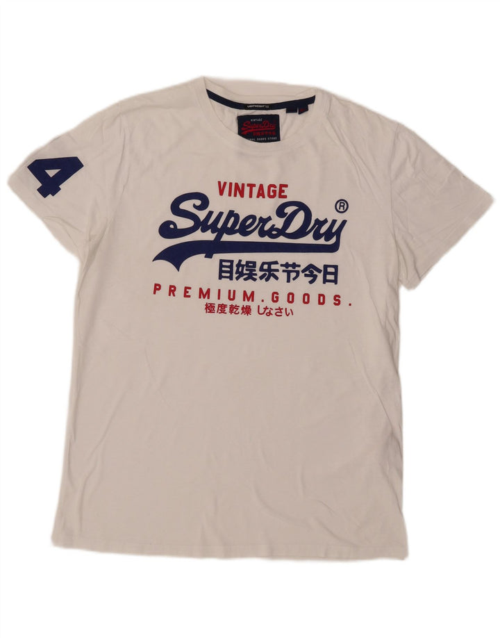 Superdry Mens Graphic T-Shirt Top XL White Cotton