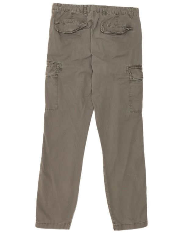 Marks & Spencer Mens Straight Cargo Trousers W34 L33 Khaki Cotton