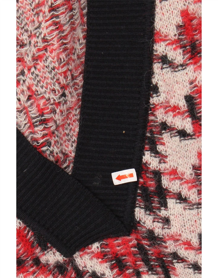 GANT Womens Oversized V-Neck Jumper Sweater UK 16 Large Red Houndstooth