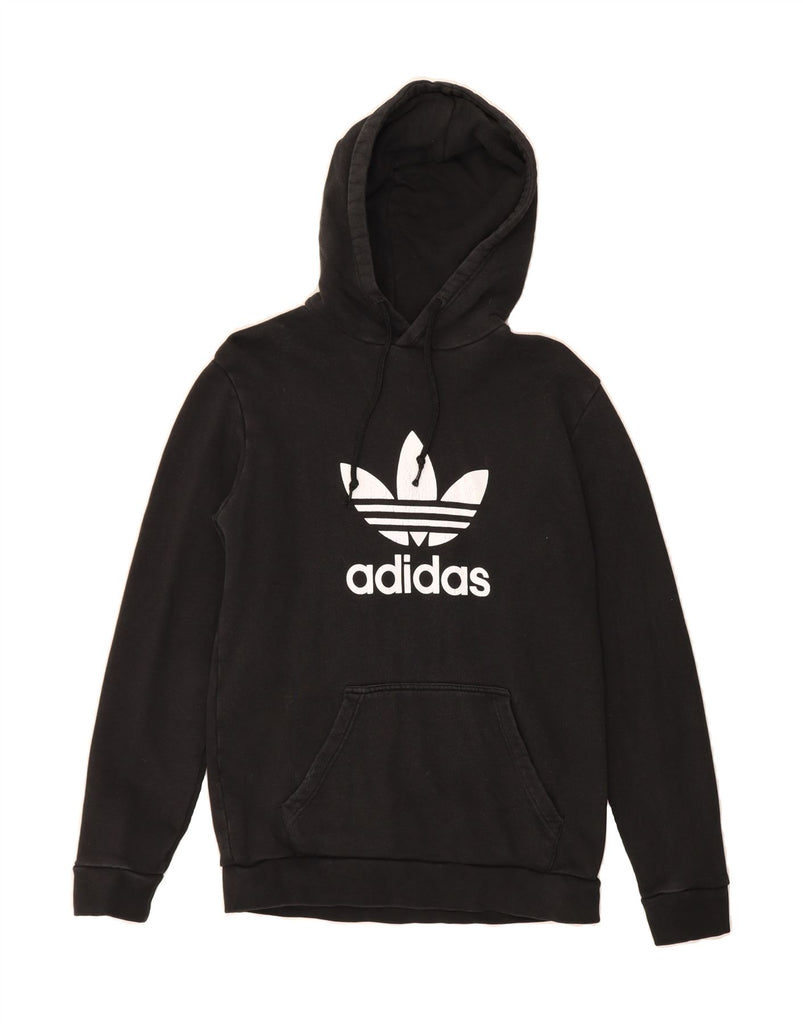ADIDAS Mens Graphic Hoodie Jumper Small Black Cotton Vintage Adidas and Second-Hand Adidas from Messina Hembry 