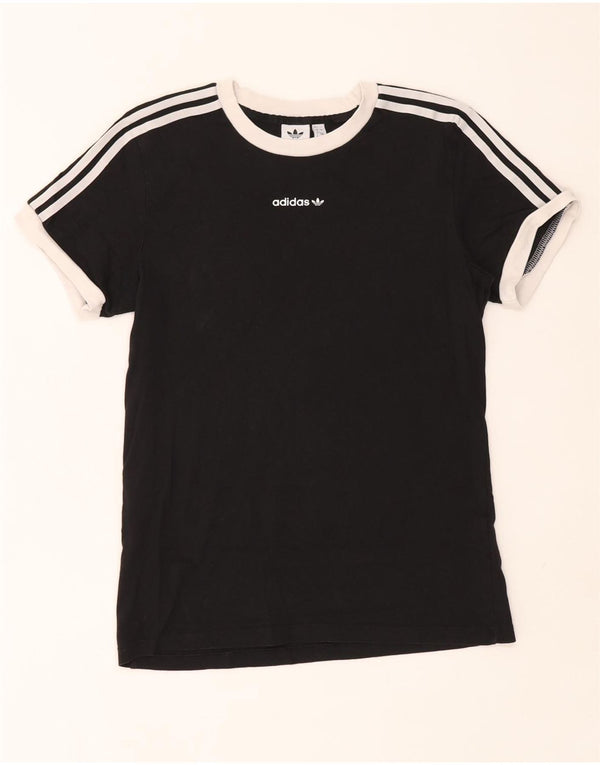 Adidas Womens T-Shirt Top UK 4 XS Black Cotton