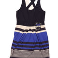 Desigual Womens Graphic Sundress UK 12 Medium Navy Blue Striped Polyester