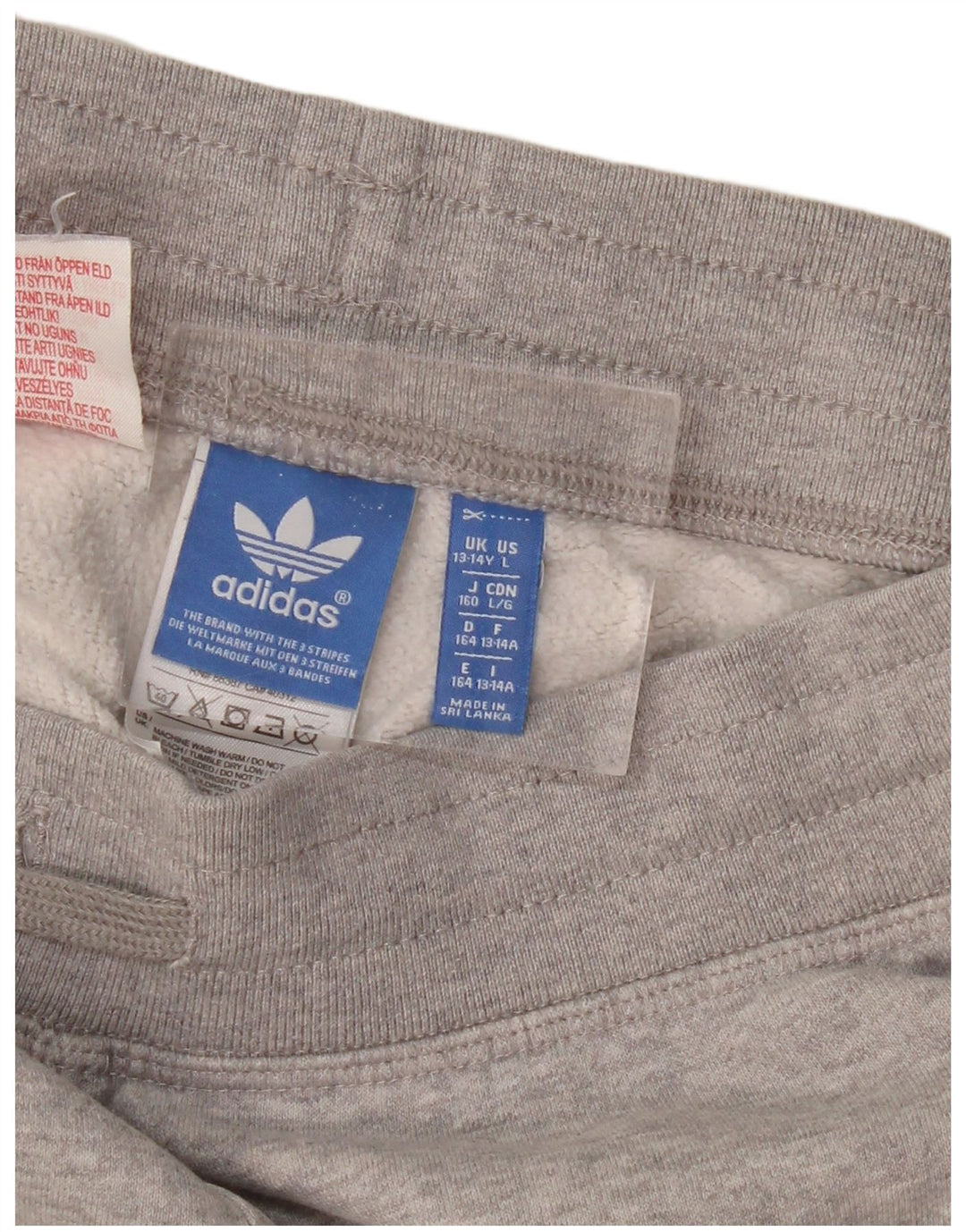 ADIDAS Boys Tracksuit Trousers Joggers 13-14 Years Grey Cotton