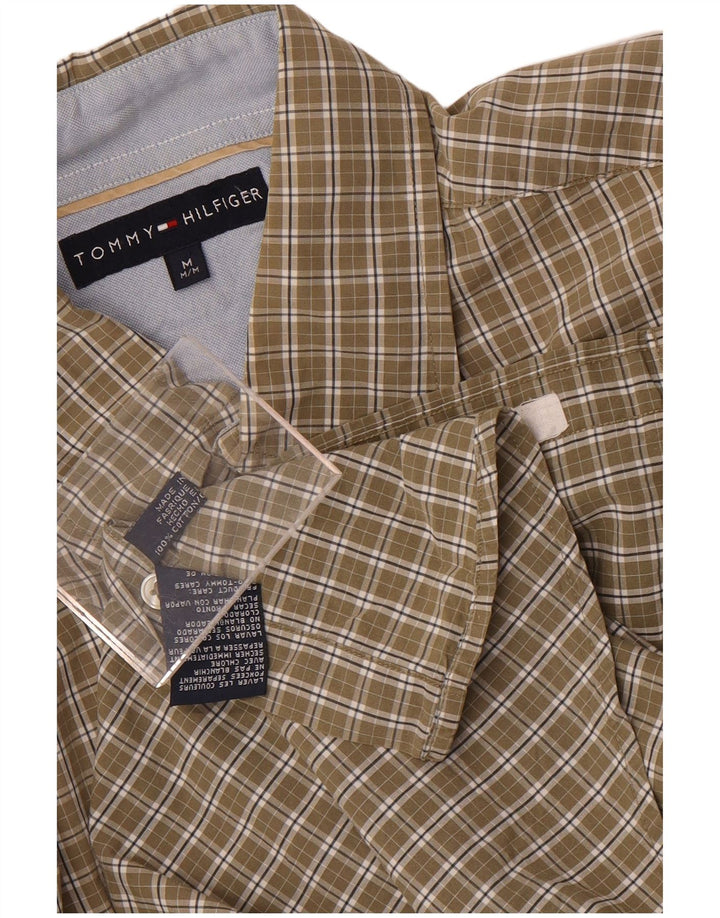 Tommy Hilfiger Mens Shirt Medium Khaki Check Cotton