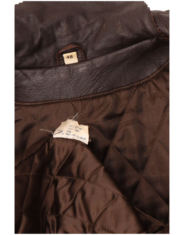Vintage Mens Leather Jacket IT 48 Medium Brown Leather