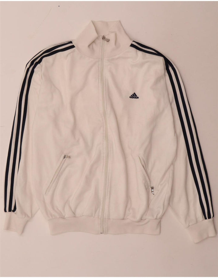 Adidas Mens Regular Fit Tracksuit Top Jacket UK 36/38 Small White Polyester