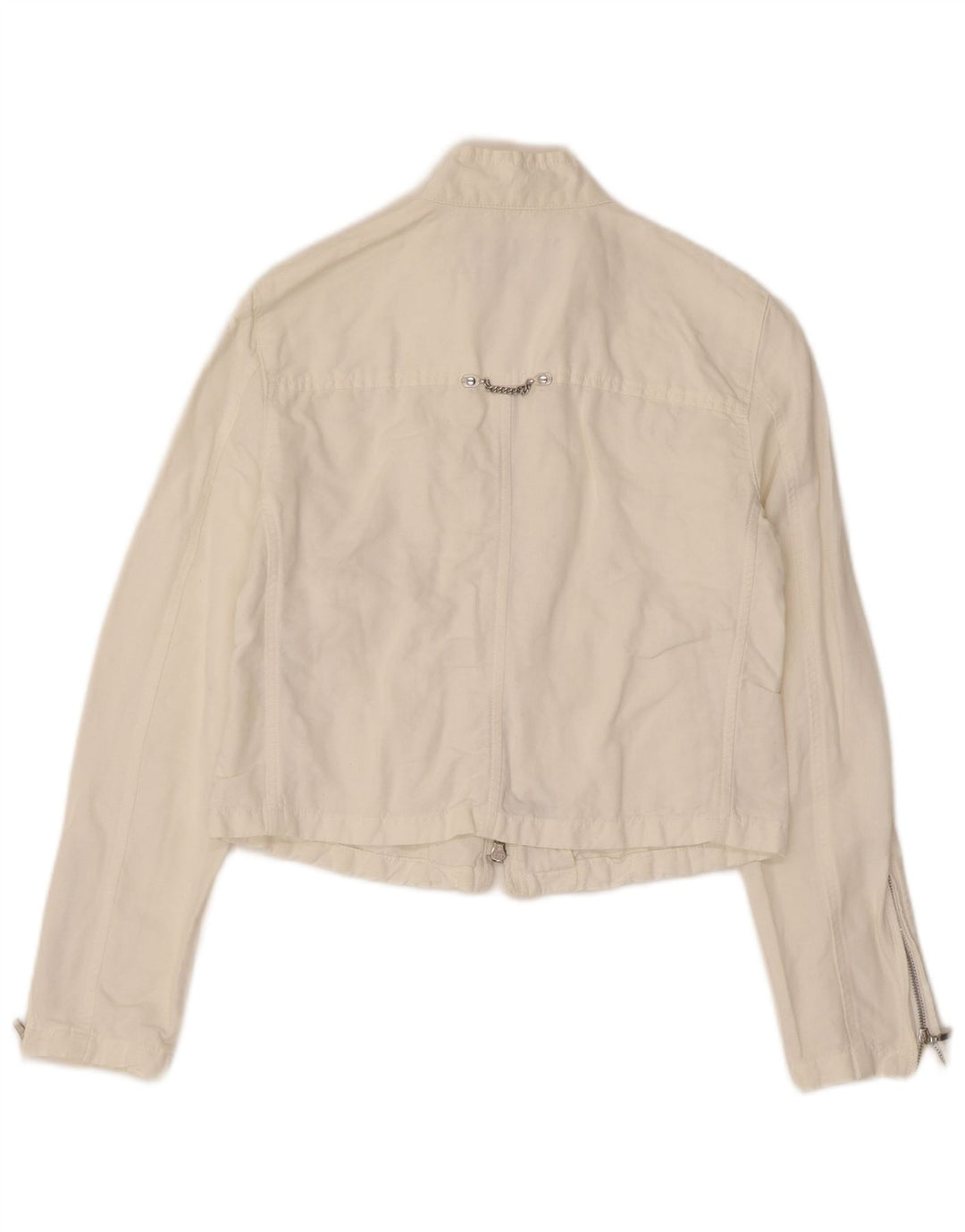 Armani Jeans Womens Bomber Jacket UK 8 Small  White Cotton