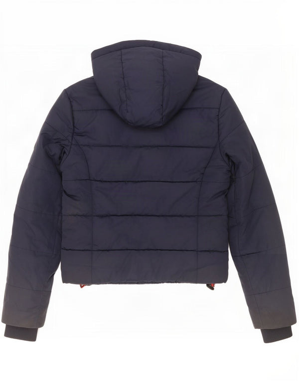 Superdry Womens Hooded Padded Jacket UK 6 XS Navy Blue Polyester