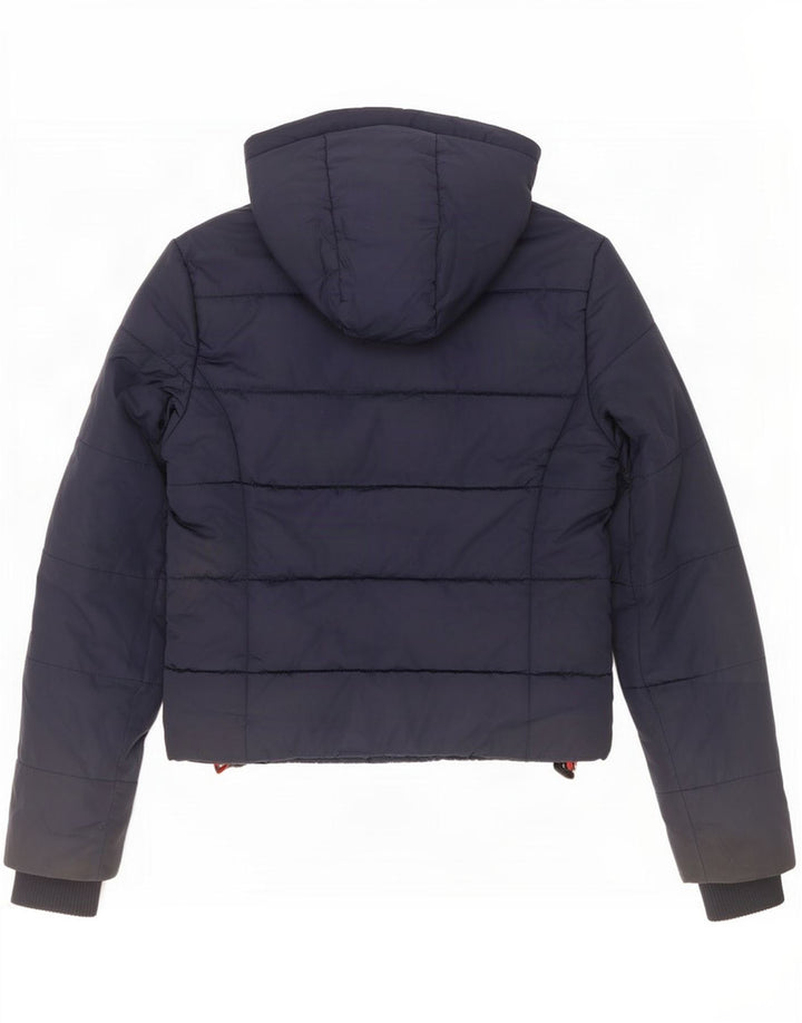 Superdry Womens Hooded Padded Jacket UK 6 XS Navy Blue Polyester