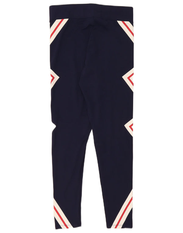Fila Womens Graphic Leggings UK 14 Large Navy Blue Geometric Polyester