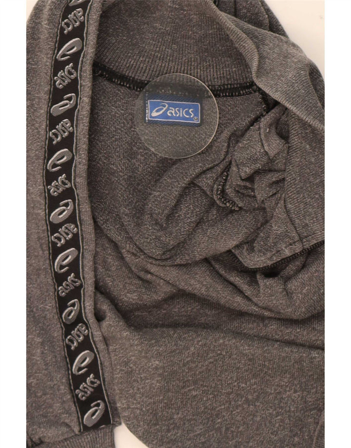 Asics Mens Zip Neck Graphic Top Long Sleeve Small Grey Colourblock