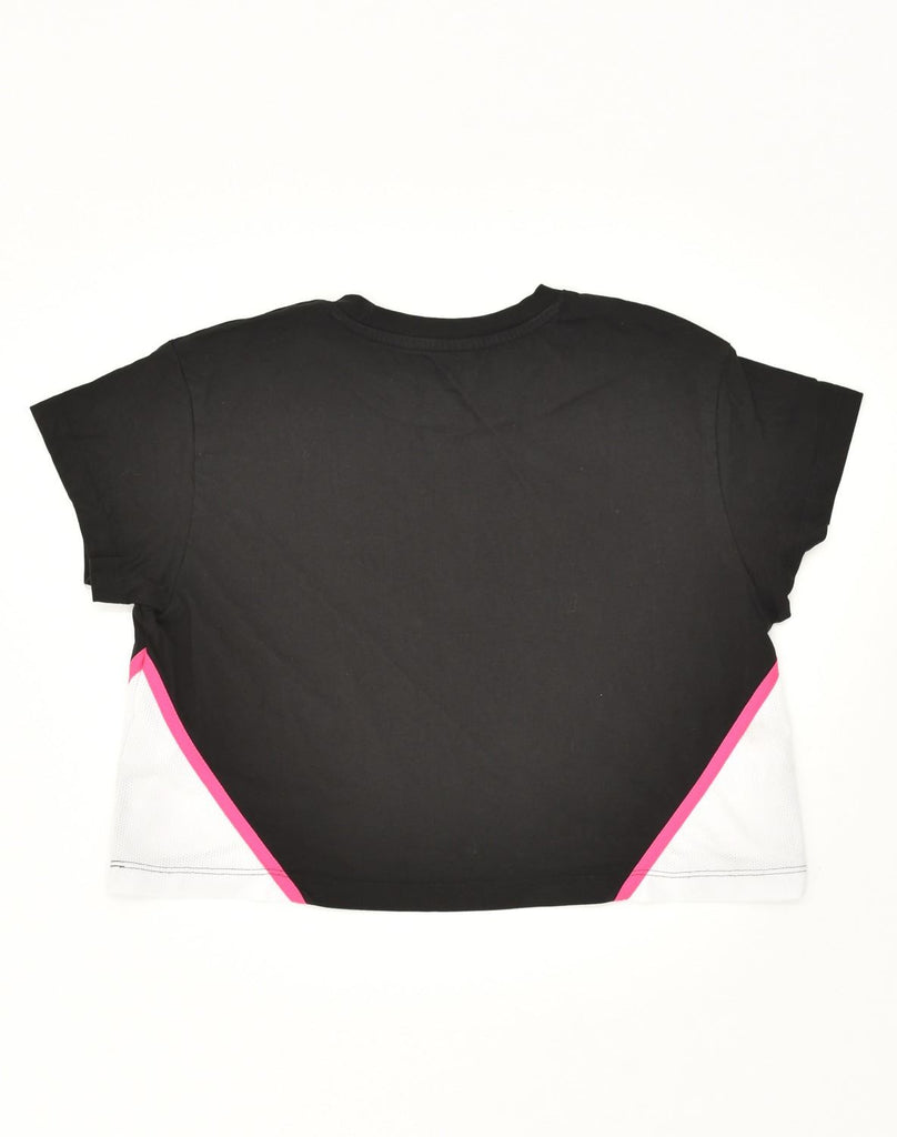 PUMA Womens Graphic Crop Top EU 36 Small Black Colourblock Cotton | Vintage Puma | Thrift | Second-Hand Puma | Used Clothing | Messina Hembry 