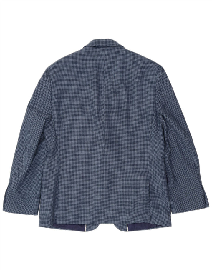 MARKS & SPENCER Mens 2 Button Blazer Jacket UK 42 Large Blue Houndstooth