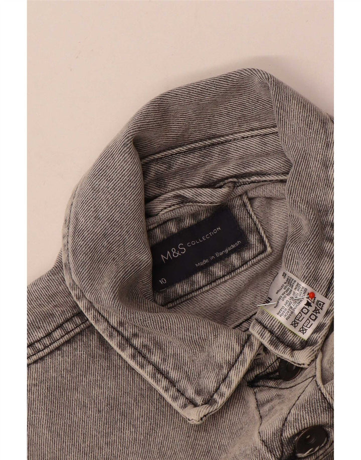 Marks & Spencer Womens Denim Jacket UK 10 Small Grey Cotton