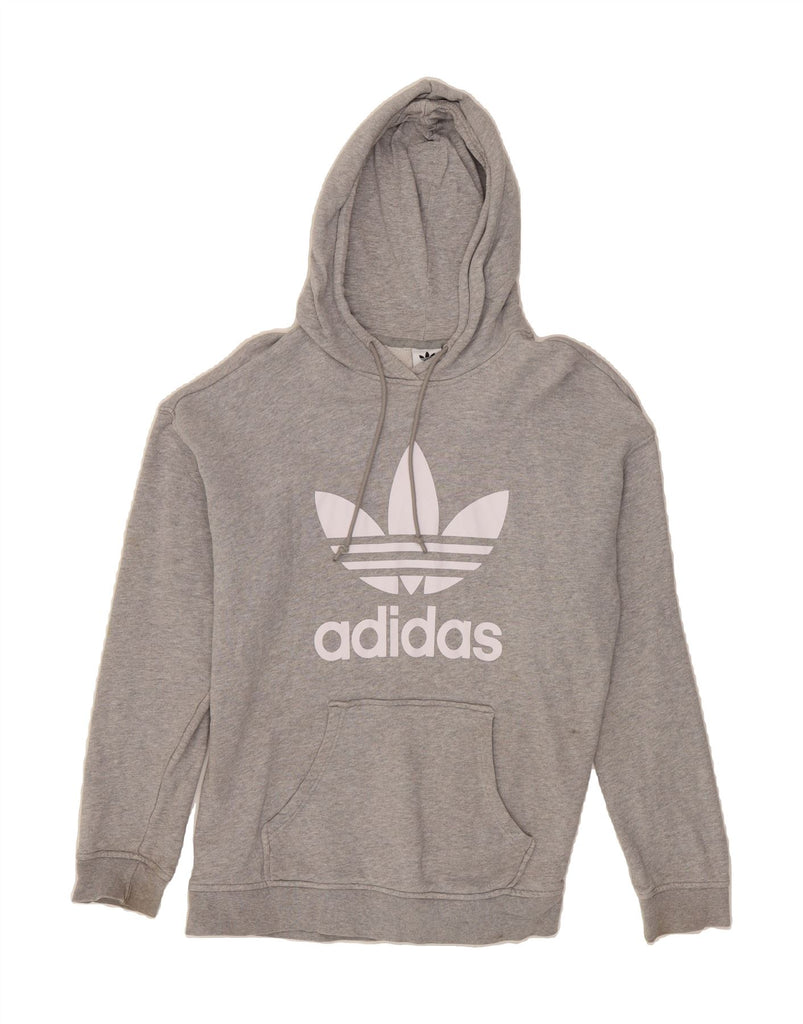 ADIDAS Womens Graphic Hoodie Jumper UK 10 Small  Grey Vintage Adidas and Second-Hand Adidas from Messina Hembry 