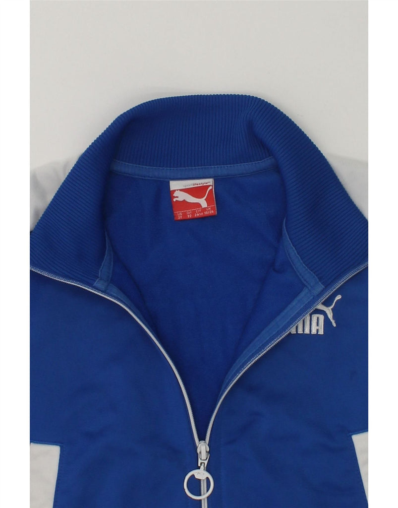 PUMA Baby Boys Graphic Tracksuit Top Jacket 18-24 Months Blue Colourblock | Vintage Puma | Thrift | Second-Hand Puma | Used Clothing | Messina Hembry 