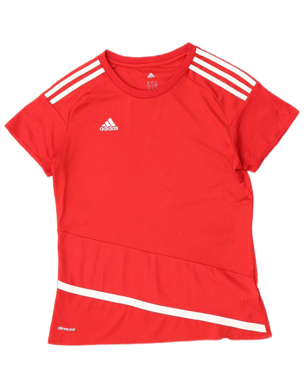 Adidas Womens Graphic T-Shirt Top UK 12/14 Medium Red Polyester Sports