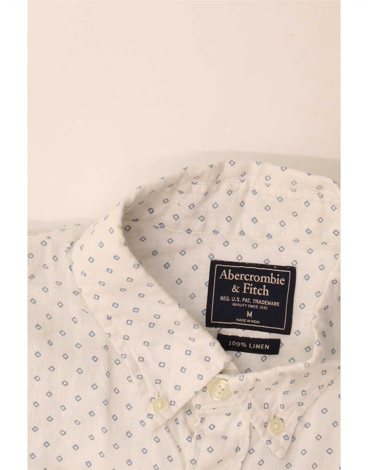 Abercrombie & Fitch Mens Shirt Medium White Geometric Linen