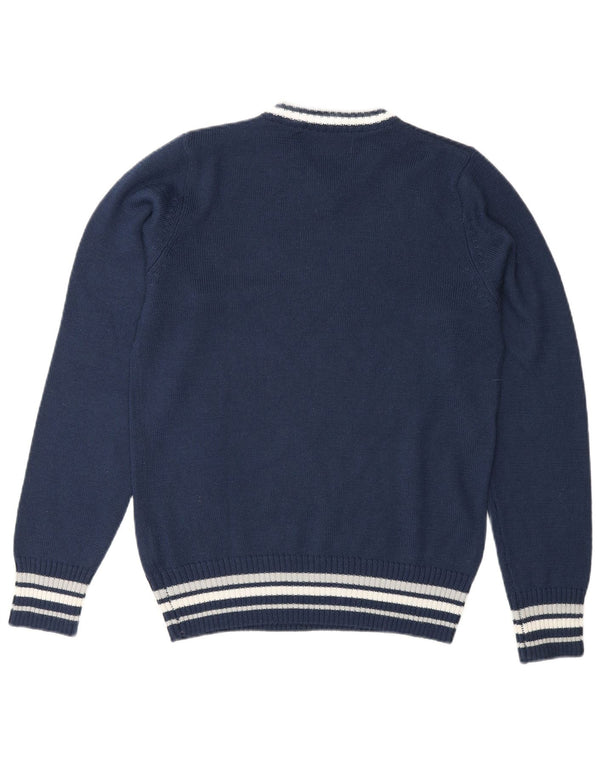 Kappa Mens V-Neck Jumper Sweater Small Navy Blue Striped Acrylic
